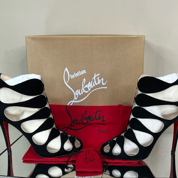 Christian Louboutin Black Mesh Heel Bootie - Picture 2 of 11